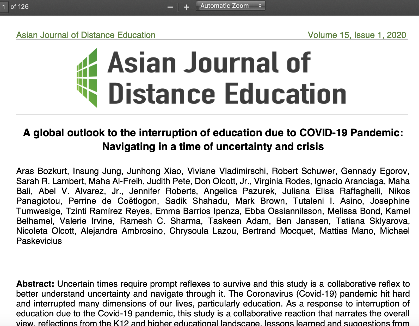 A global outlook to the interruption of education due to COVID-19 Pandemic: Navigating in a time of uncertainty and crisis